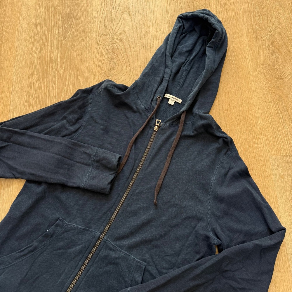 James Perse Vintage French Terry Zip Up Hoodie Mens 1 Small Navy Blue MXA2130